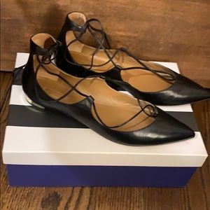 BRAND NEW Aquazzura Lace Up Christy Flats black